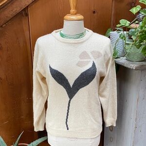 Vintage 80s William Kasper California Flower Cashmere Sweater